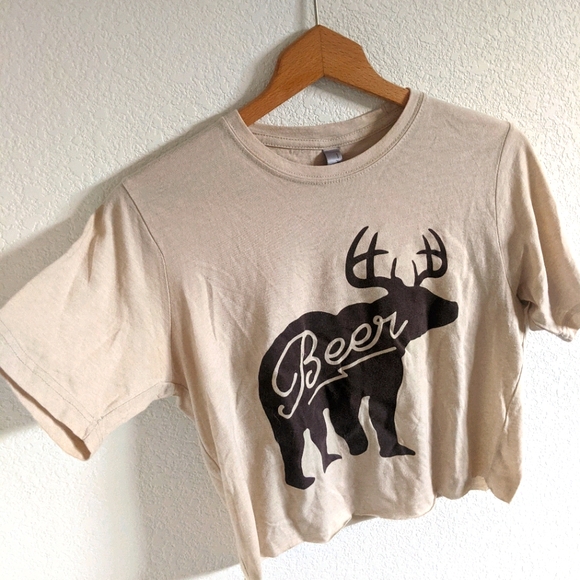 Next Level - hand cropped BEER graphic tee shirt - Picture 2 of 5